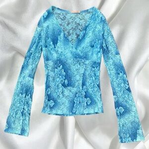 Y2k boho fairy floral lace surplice babydoll top